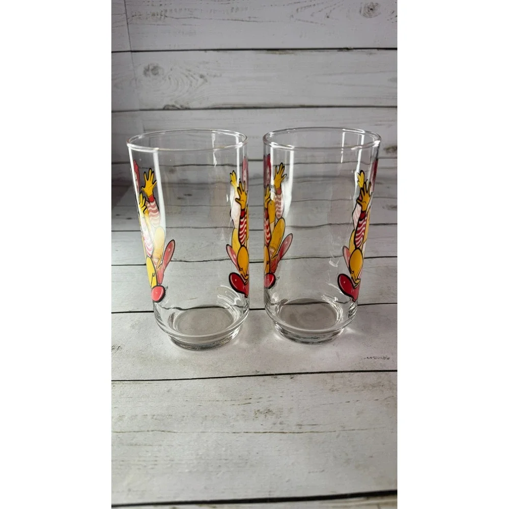 Vintage 1977 Ronald McDonald Collector Series Drinking‎ Glasses Set of 2 Clear